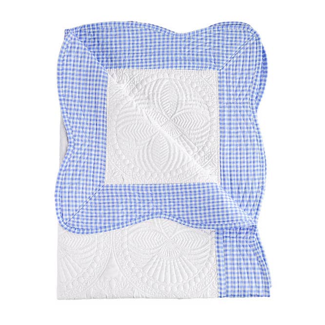 Blue Gingham Heirloom Baby Quilt