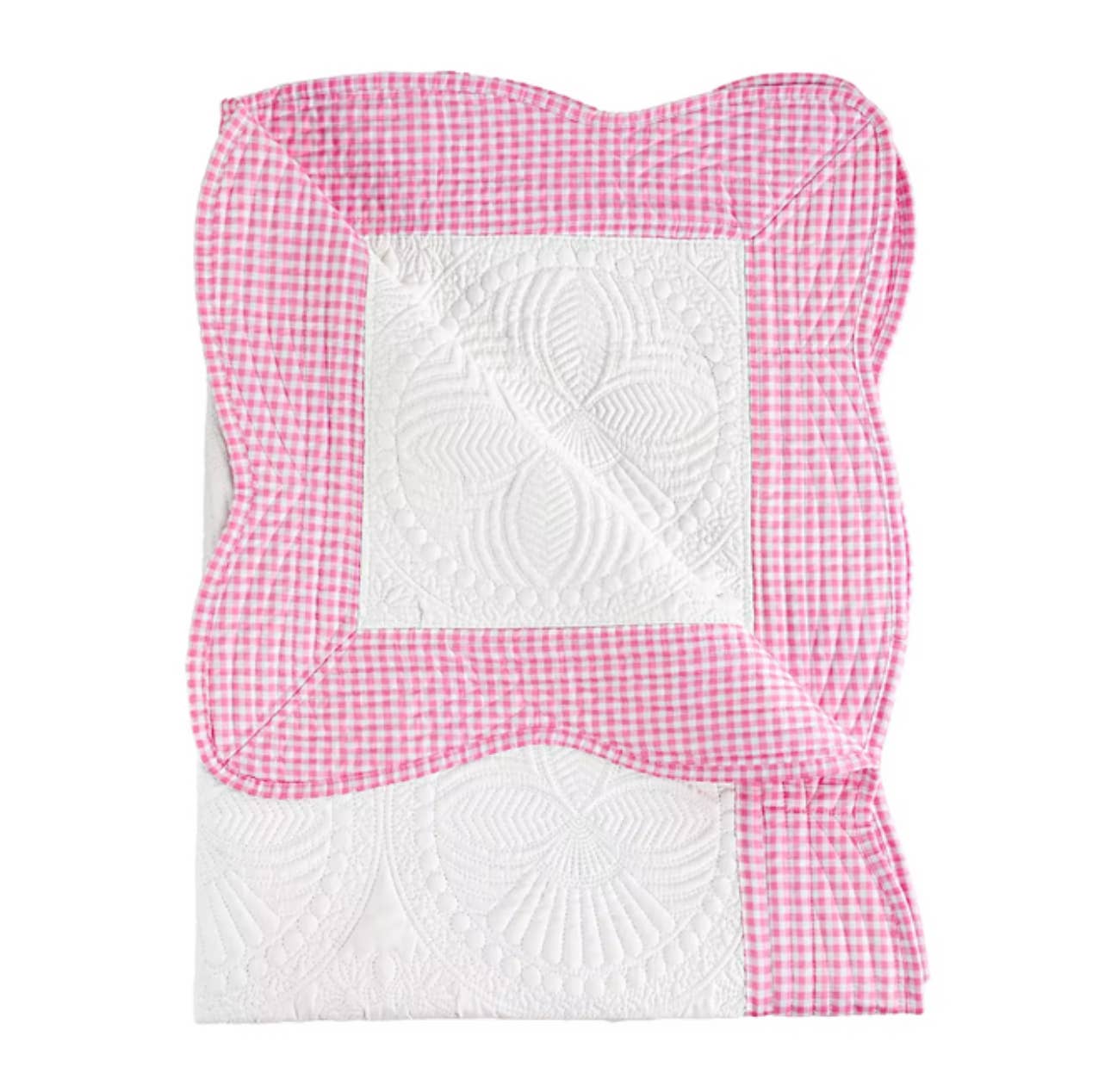 Pink Gingham Heirloom Baby Quilt