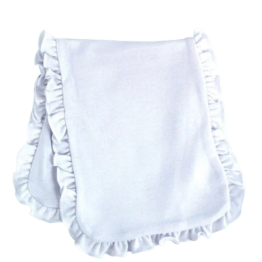 White Ruffled Burp Cloth