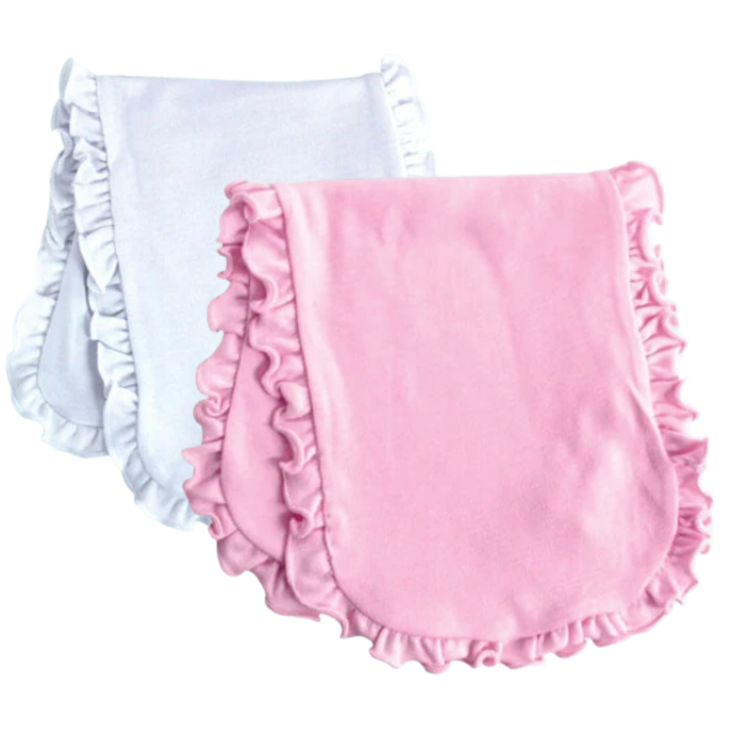 White Ruffled Burp Cloth