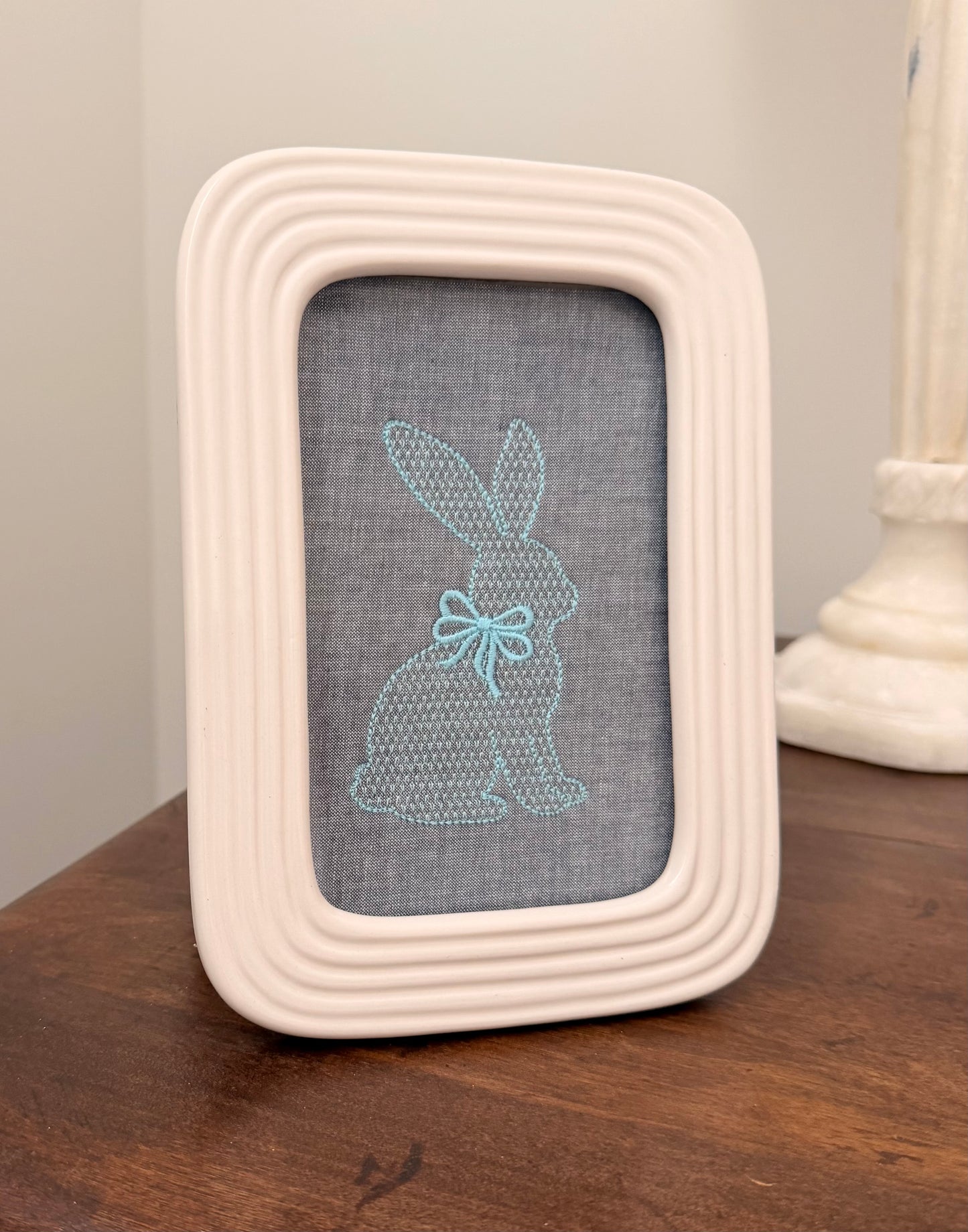 Embroidered Bunny Framed Art