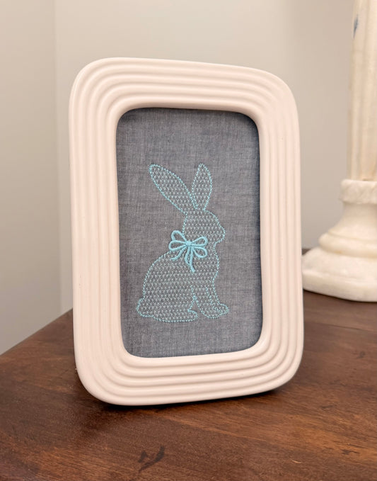Embroidered Bunny Framed Art
